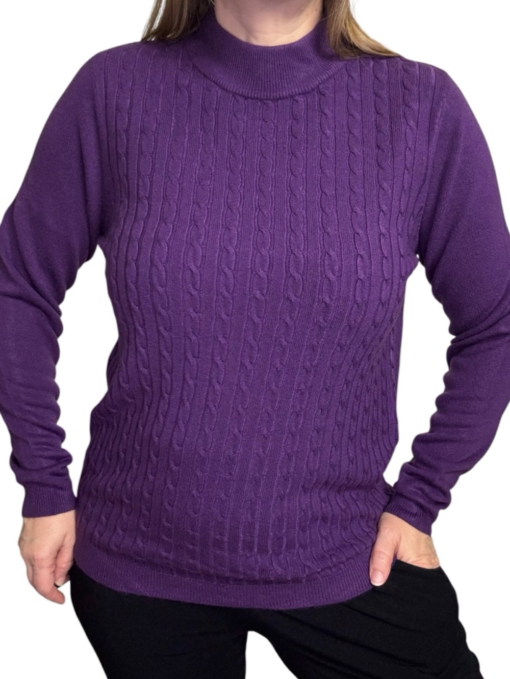 Iyla Purple Cable Knit Sweater size M New